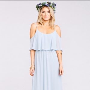 Caitlin Ruffle Maxi Dress - Steel Blue Chiffon